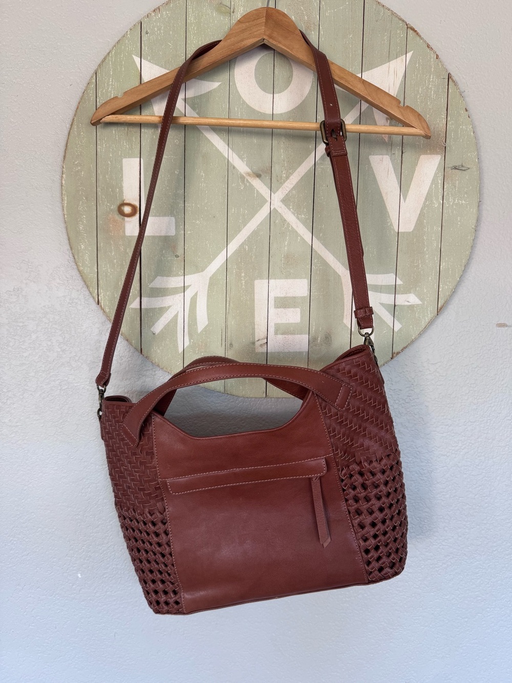 Genuine leather crossbody satchel purse vguc